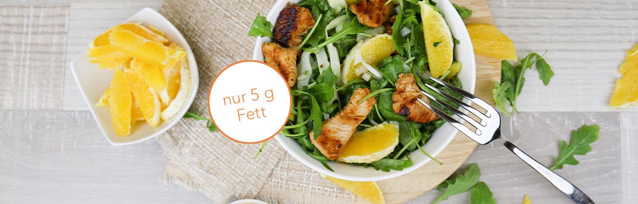 Rucolasalat mit Orange und Putenfilets