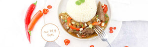 Chinesisches Rindfleisch mit Reis