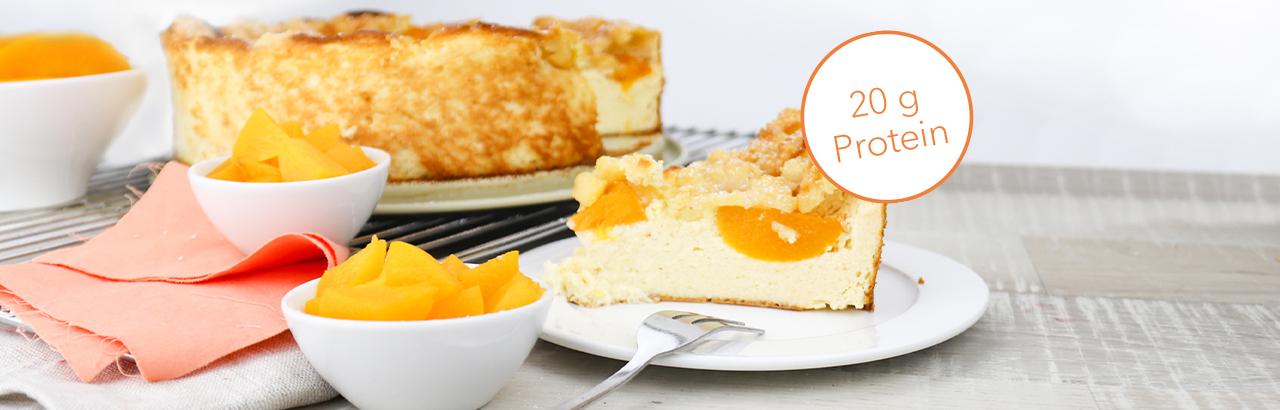 Quark-Streusel-Kuchen mit Pfirsichen