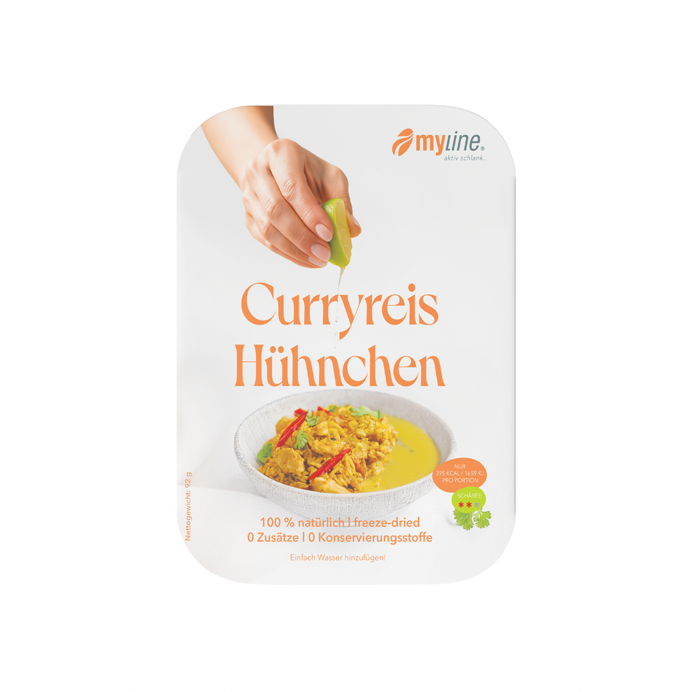 Genuss Gericht Curryreis Hühnchen