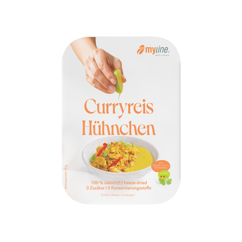 Genuss Gericht Curryreis Hühnchen