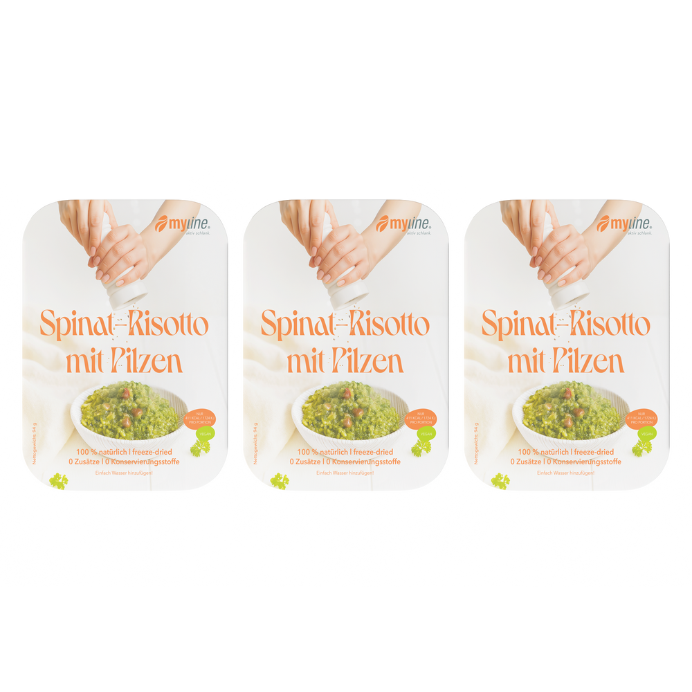 Genuss Gericht Spinat-Risotto mit Pilzen (vegan)