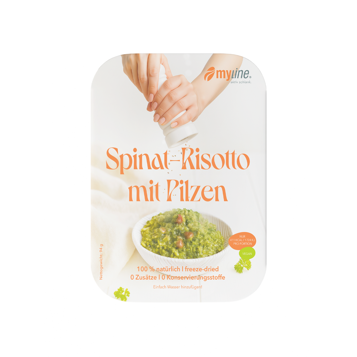 Genuss Gericht Spinat-Risotto mit Pilzen (vegan)