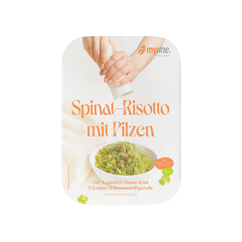 Genuss Gericht Spinat-Risotto mit Pilzen (vegan)