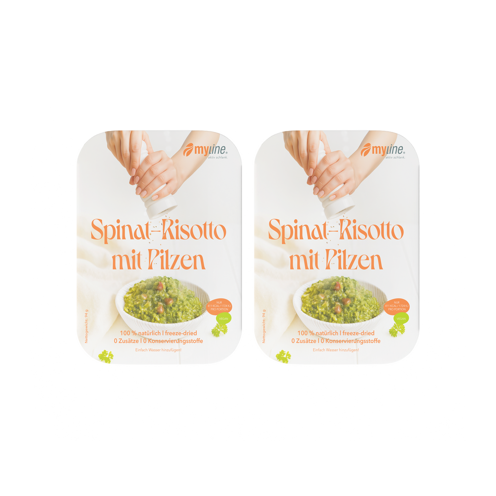 Genuss Gericht Spinat-Risotto mit Pilzen (vegan)