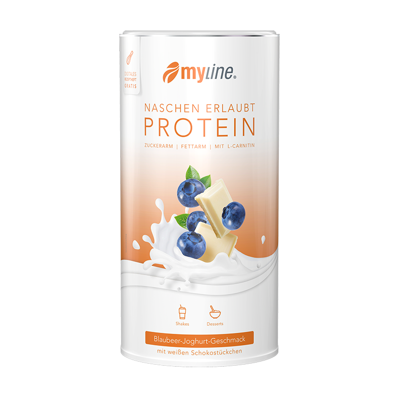 Protein Blaubeer-Joghurt mit weißen Schokostückchen
